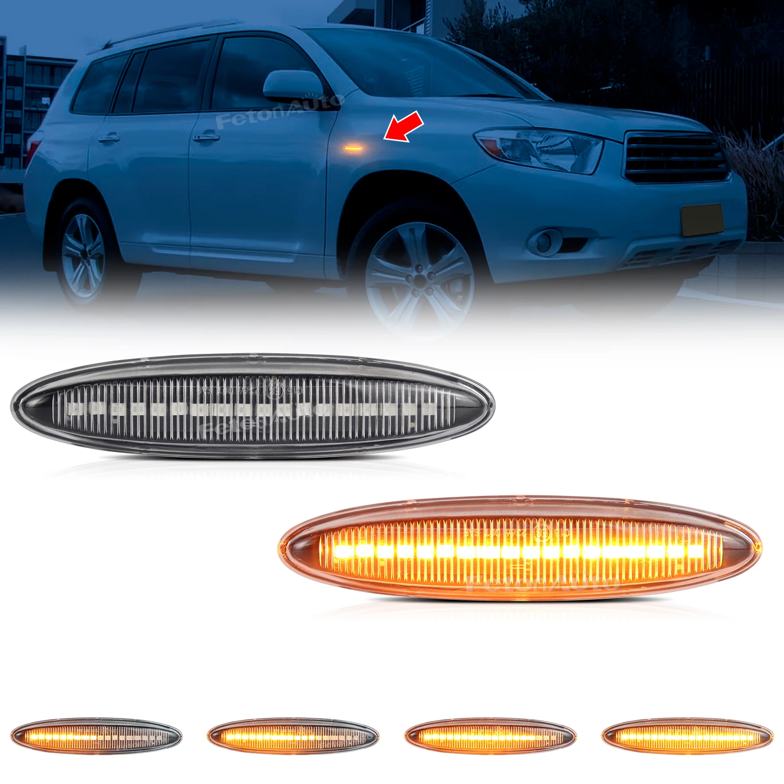 LED Dynamic  Amber Sequential Blink Side Marker Lights Fender Turn Signal For Lexus IS250 IS350 SC430 For Toyota Camry