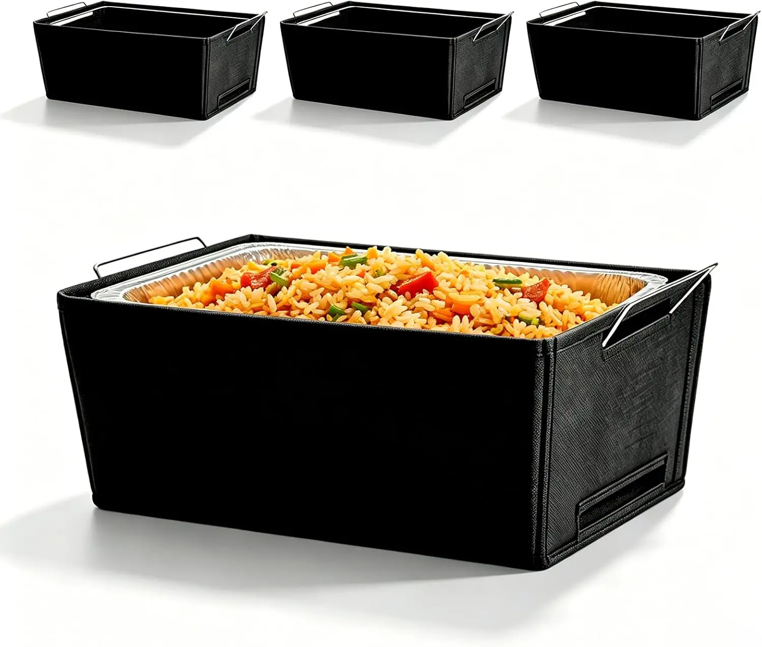 4-Pack Chafer Wind Guard, 13.2'W x 23'L x 8'H, Handle Covered Windproof Fabric Shields, Reusable Washable Covers for Buffet Chaf