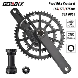 GOLDIX Road Bike Crankset 165/170/172.5/175mm Length Aluminum Alloy Forged Bicycle Crank Double Chainring 50-34T/52-36T/53-39T