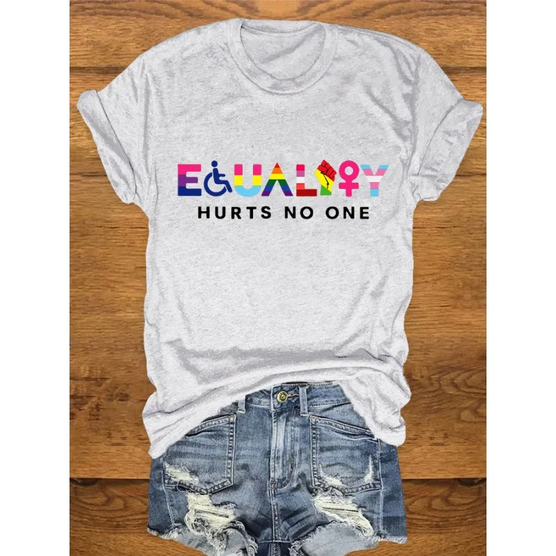 Women's Casual Round Neck Short Sleeve T-shirt Summer Pride Month Pattern Tops