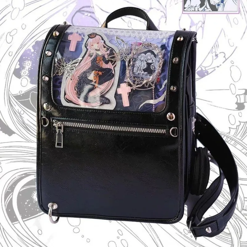 

Xiuya Fashion Backpacks for Women Y2k Punk Black Gothic Casual Backpacks Rivets Japanese Style Lolita Jk Designer Female Ita Bag