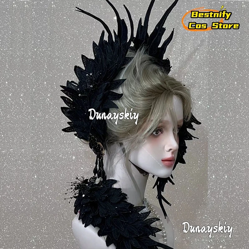 Lolita Angel Wings Lace Bow Hair Accessoire, Kawaii Hair Band, Anime Y2K Girl Maid Médiateur dress, Cosplay Jewelry, Round Head