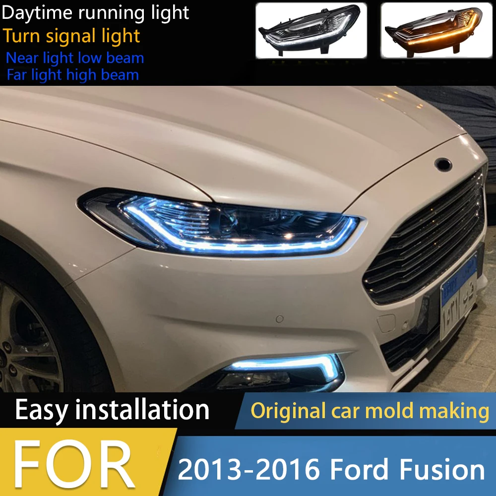 تصفيف السيارة لفورد فيوجن المصباح 2013-2016 مونديو LED رئيس مصباح H7 D2H Hid إشارة ديناميكية ثنائية زينون LED شعاع الملحقات