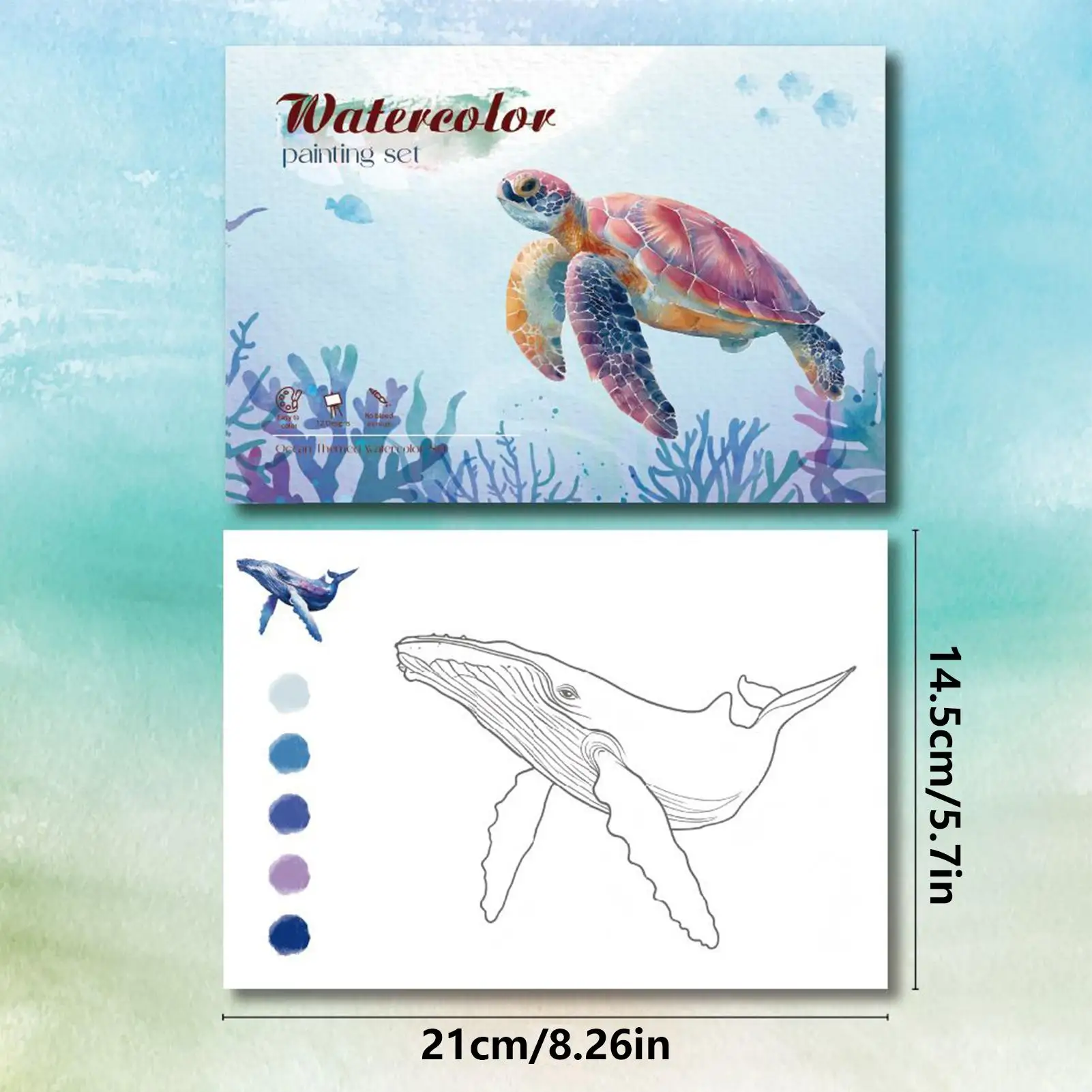 Watercolor Coloring Book for Beginners Painting Workbook with Guided Designs for Kids Teens Classroom Art Activity Home Reward