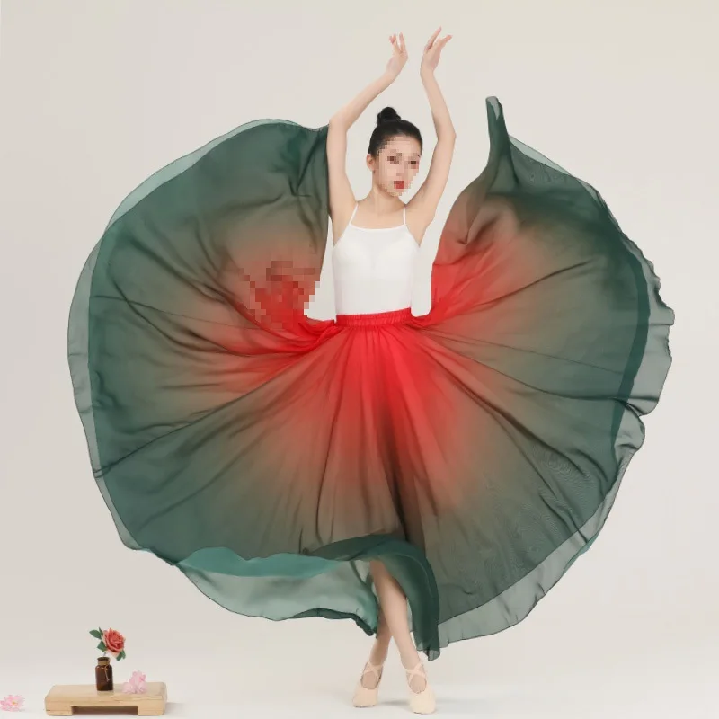 720 Degree Pendulum Skirt Gradual Change Color Dance Clothes Female Elegant Modern Dance Practice Performance Square Dance Skirt