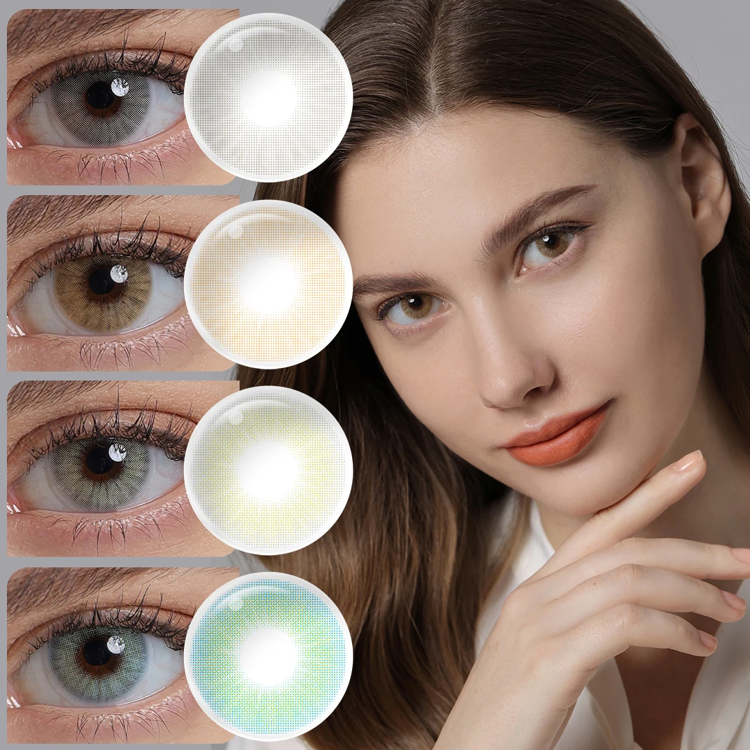 Lentes de Contacto de Color Hidrocor-II de Uso Anual FreshGo, Lentes de Contacto Cosméticas Naturales, Lentes de Contacto Blandas, Pupilas de Belleza, 1 Par, 14.2 mm