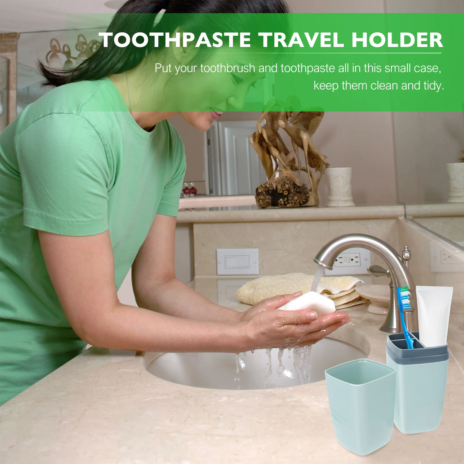 Container Toothpaste Box Wash Cup Storage Travel Toothbrush Holder Cases 20X6CM Pp Cover