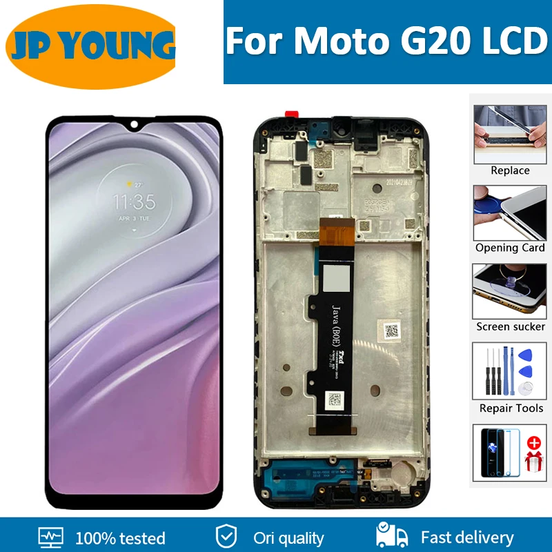 

6.5" Original Display For Motorola Moto G20 LCD Touch Screen Digitizer Assembly With Frame For Moto G20 XT2128-1 LCD Replacement