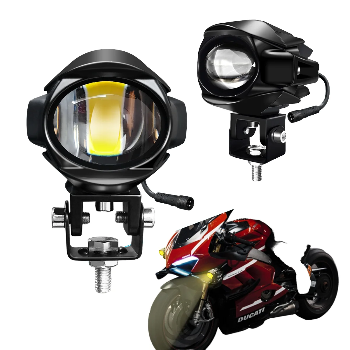 

Motorcycle Lighting Accessories High/Low Beam White LED External Spotlight Dual Color Fog Lamp Auxiliary 2 Lens Replacement 12
