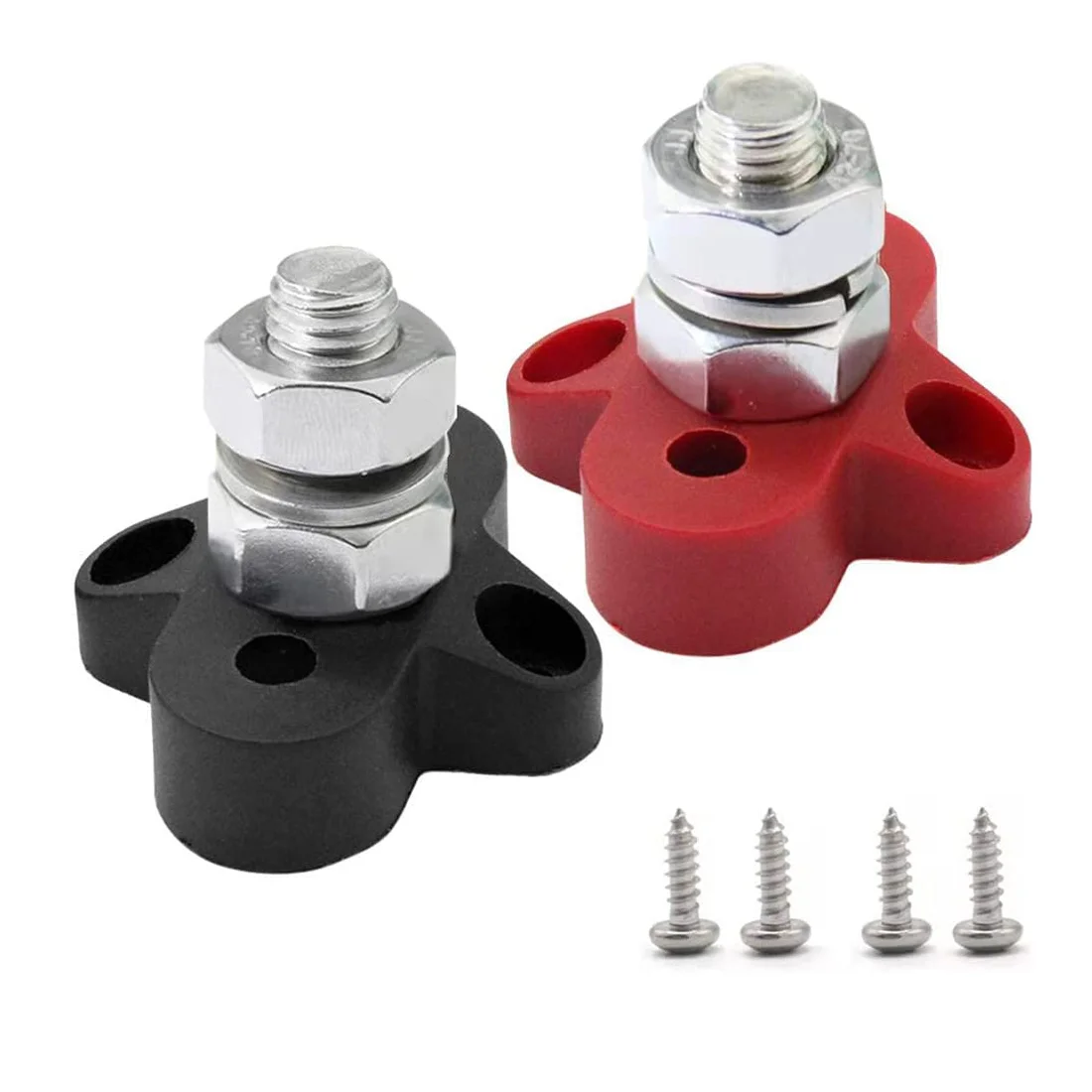 REST 2Pcs DC 48V 150A BusBar M10 Terminal Block Studs Battery Power Distribution Terminal Stud Bus Bar Connector for RV Boat