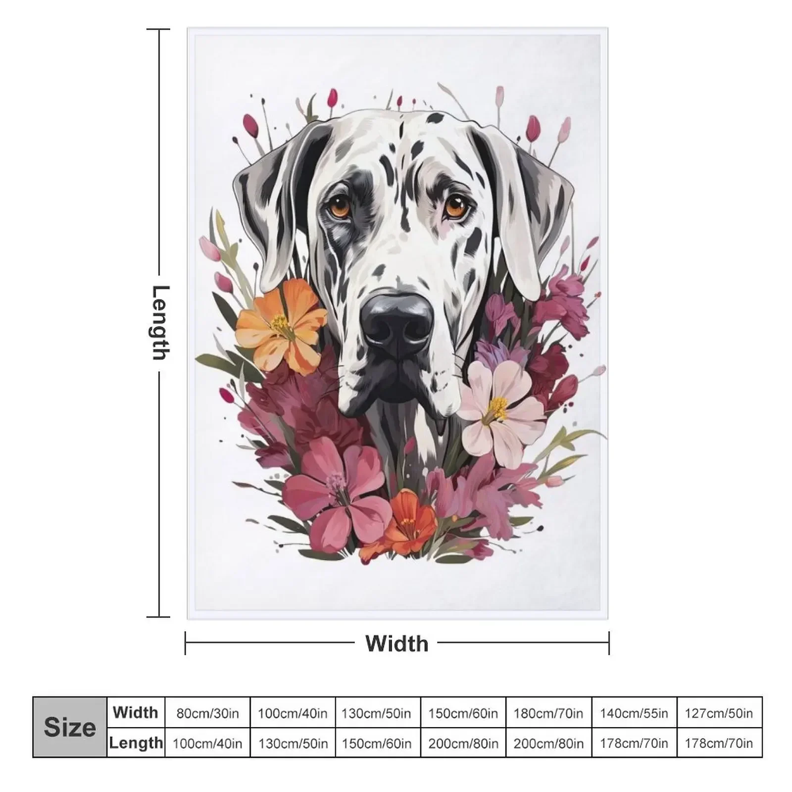 Beautiful Harlequin Great Dane Throw Blanket couch cozy soft plush fuzzy picnic outdoor blanket
