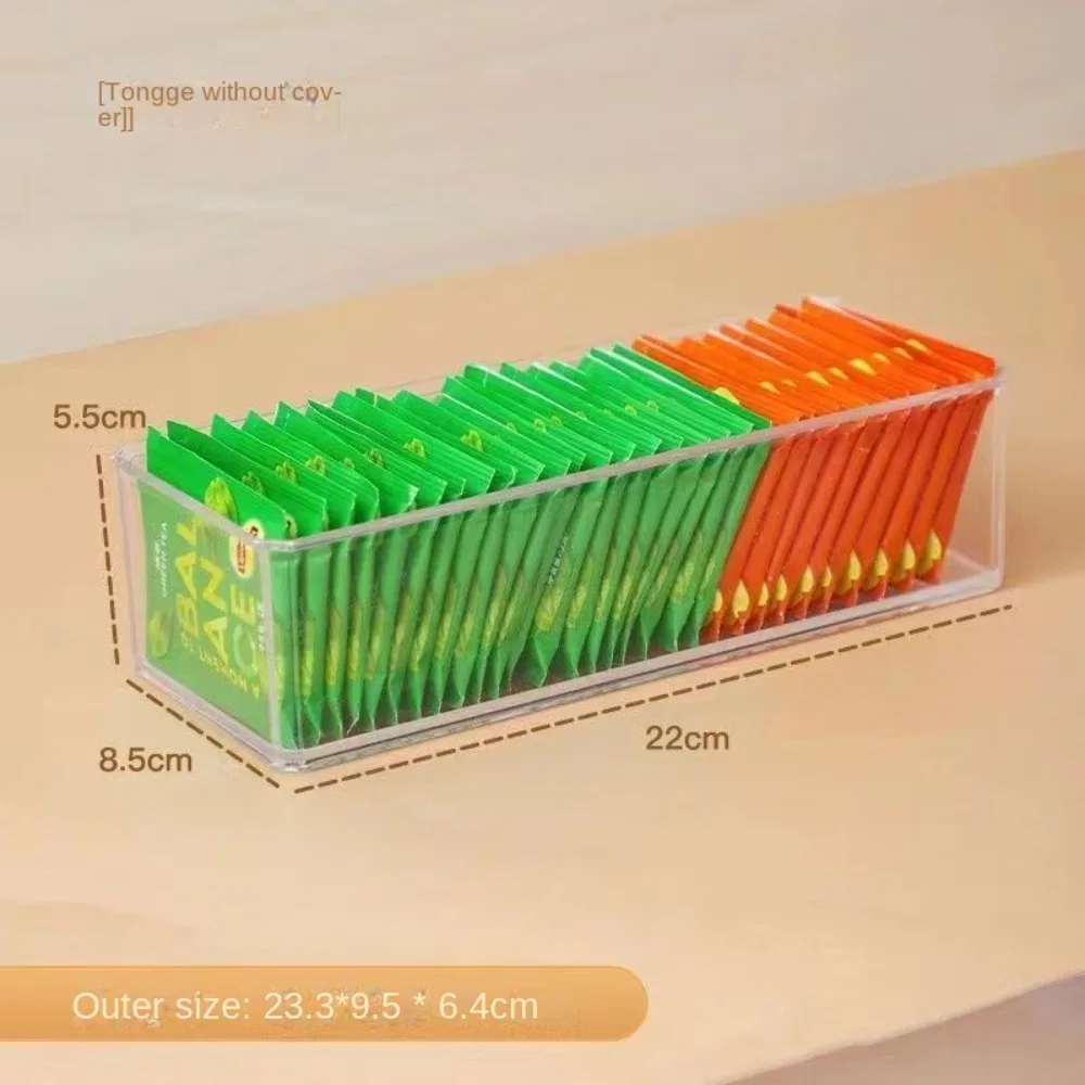 Transparent Acrylic Storage Box 22*8.5*5.5 CM Tea Bag Organizer Kitchen Pantry Cabinet Sort and Organize Storage Shelves