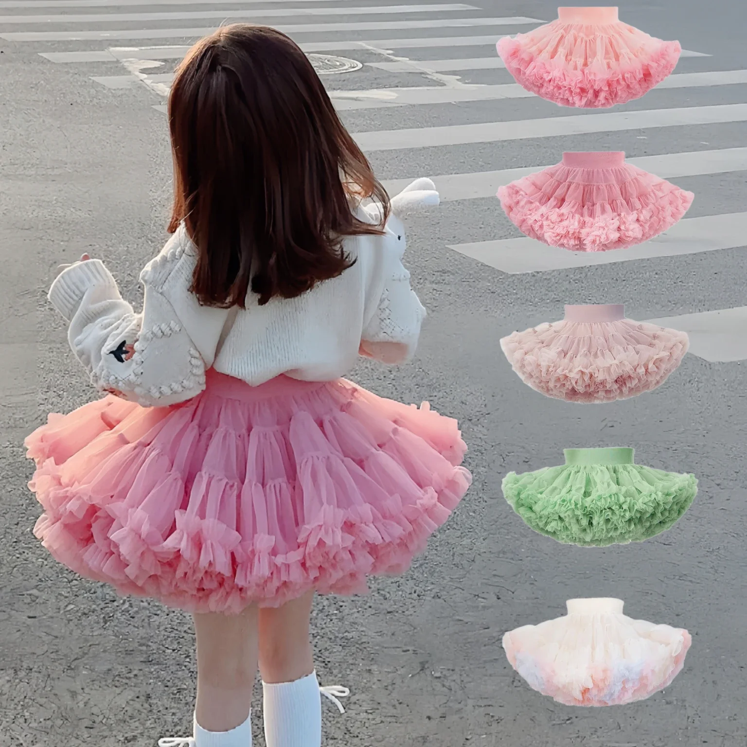 

Girls' Skirt Spring and Autumn New Baby Mesh Cake Princess Children's Dress Half Skirt Girls' Fluffy Skirt Girls