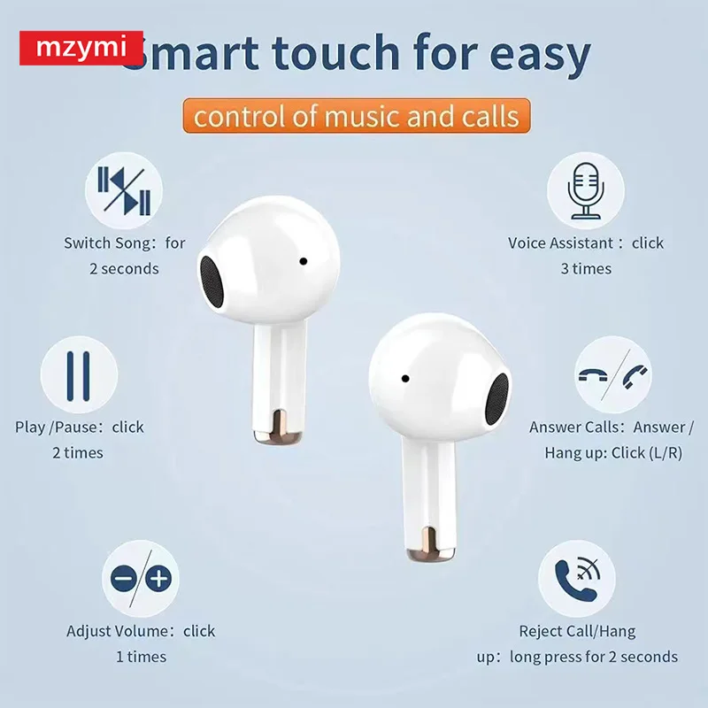 mzymi New J97 Bluetooth5.2 Earphone LED Display True Wireless Headphone Touch Control HD Call Sport Gaming Headset For XIAOMI