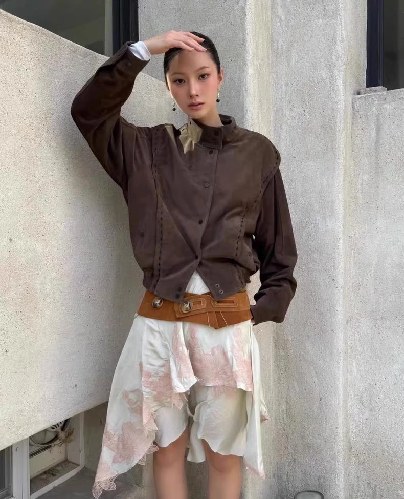 

Романтическая кружевная асимметричная юбка с эластичной резинкой на талии, женская повседневная юбка трапециевидной формы с высокой талией, однотонная весенняя новинка