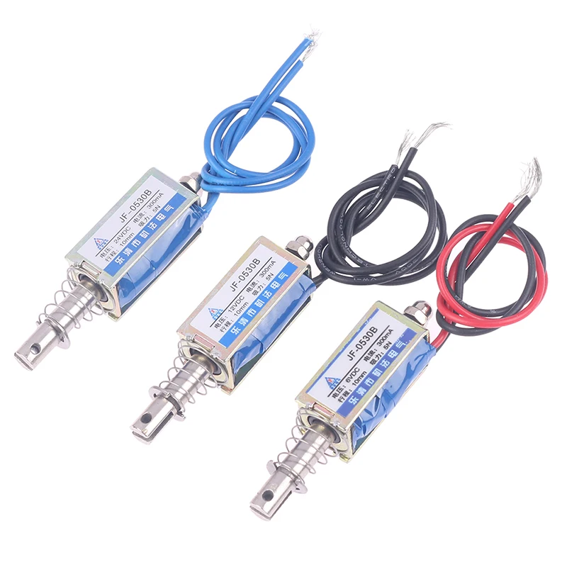 JF-0530B DC 6V 12V 24V 300mA Push&Pull Type Electromagnet Keeping Force 5N Travel 10mm Linear Solenoid Electric Solenoid 1Pc