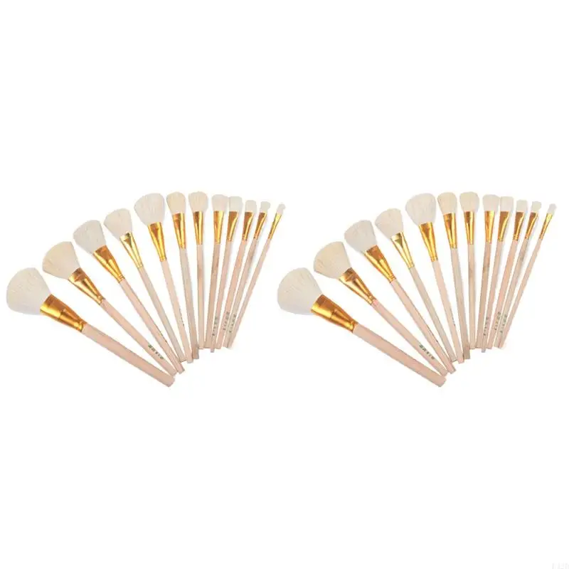 

F42D Handle Goat Hair Paint Brushes Flexible Smooth Sanding for Drawing Craft Watercolor Acrylic Oil Painting Art Supply