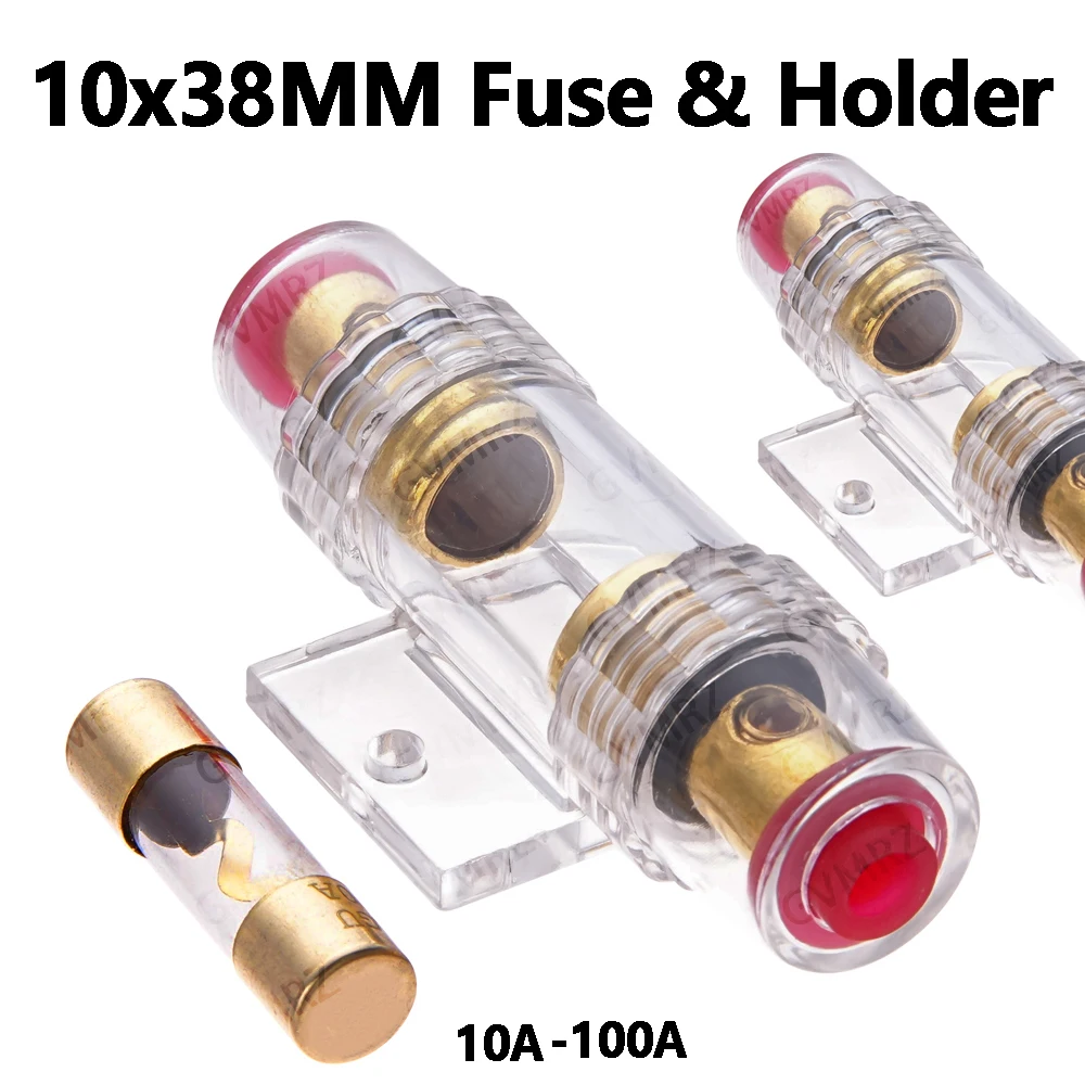 1Set 10*38 30A 40A  80A AGU 10x38MM Fuse & Holder Car Audio Refit Fuse Holder Car Stereo Audio Circuit Breaker 100A 50A 25A 70A