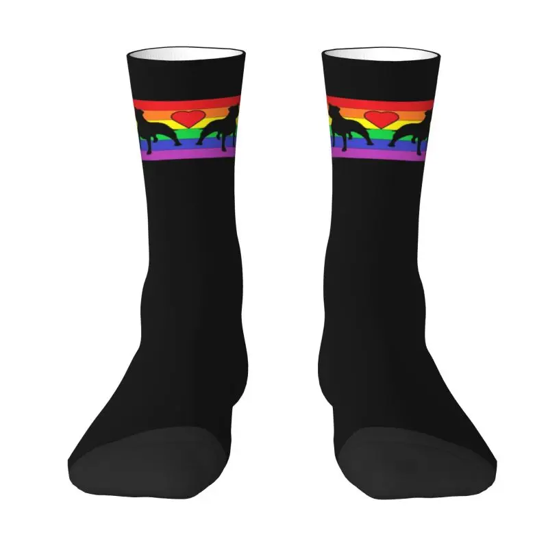 

Носки для собак Harajuku Rainbow Стаффордширский бультерьер, мужские и женские теплые спортивные носки с 3D принтом животных, футбола