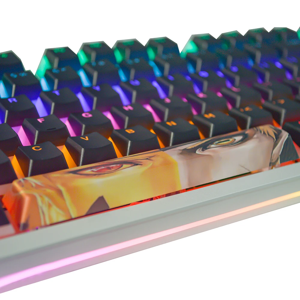 Teclas de barra espacial de Anime japonés 6.25U, perfil de cereza PBT para teclado mecánico, tapa de tecla de DYE-SUB de doble disparo de color bonito de 5 lados