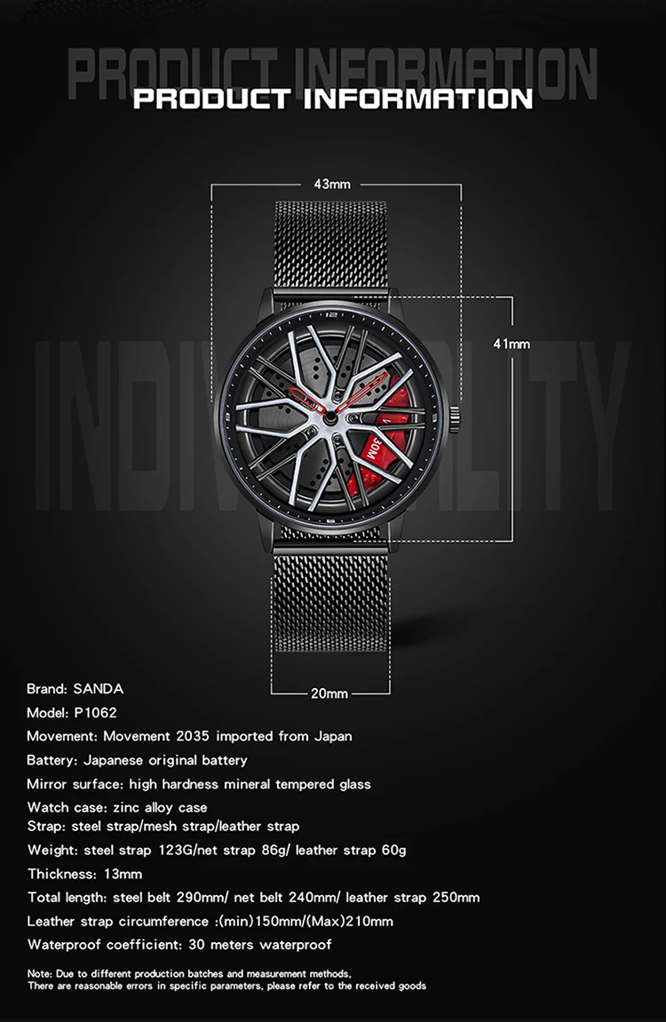 Fashion 360° Spinning Sanda 2024 Top Brand Full Steel New Flagship Men Quartz Unique Racing & Furious Rotating Wheel Gifts Watch