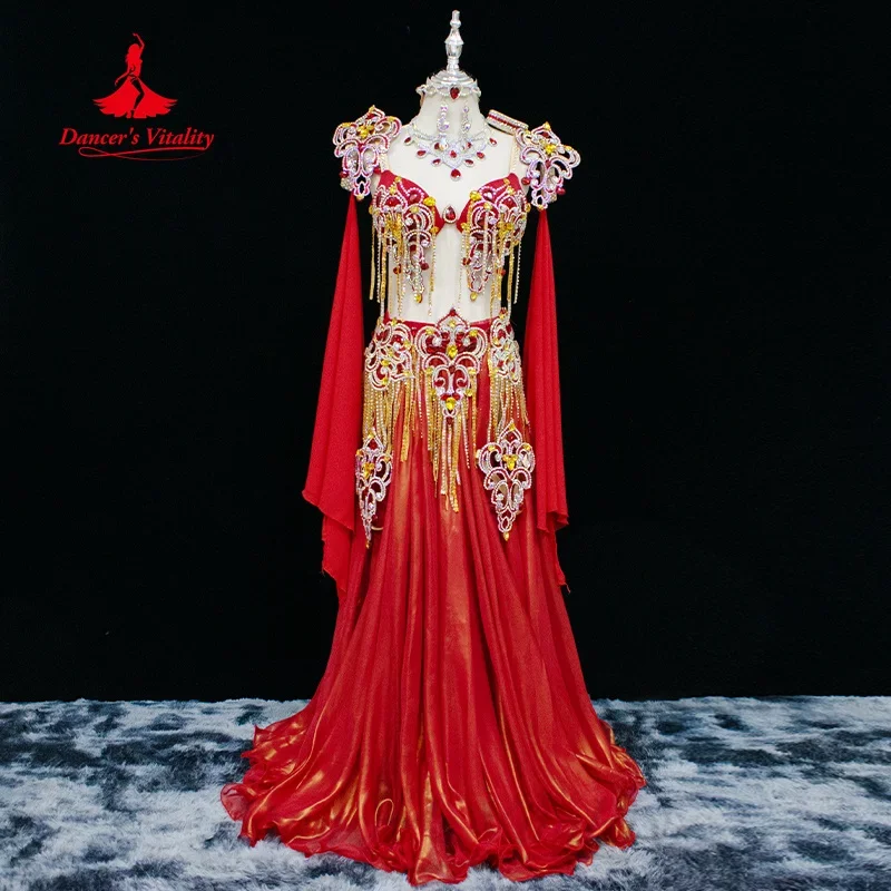 

BellyDance Wear Customized High-end Luxury Rhinestone Tassel Performance Suit Adult and Child Oriental Dance Competition Outfit