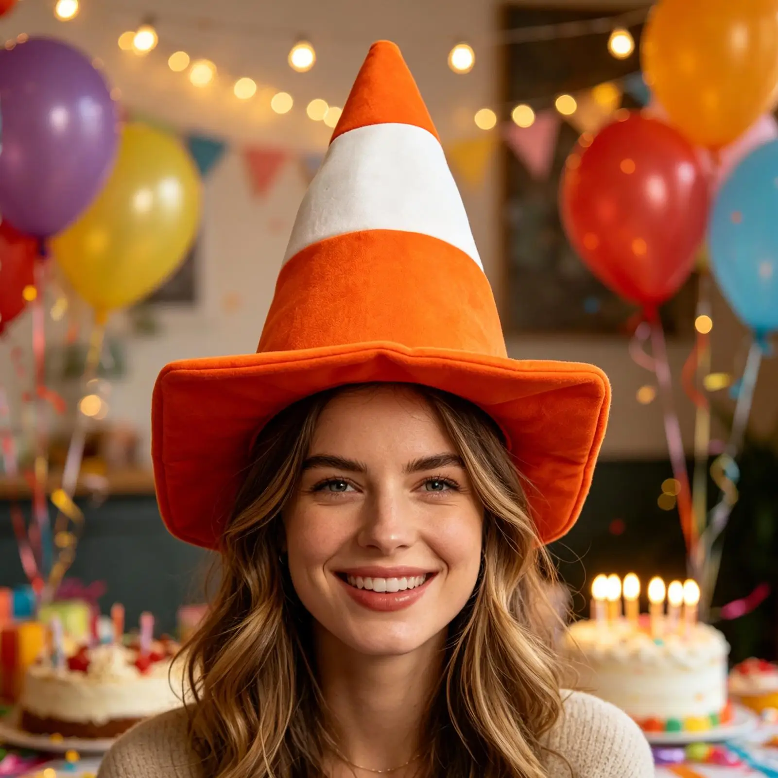 Soft Felt Novelty Cone Hat Halloween Traffic Construction Cone Costume Cap For Men Women Halloween Party Outdoor Gathering