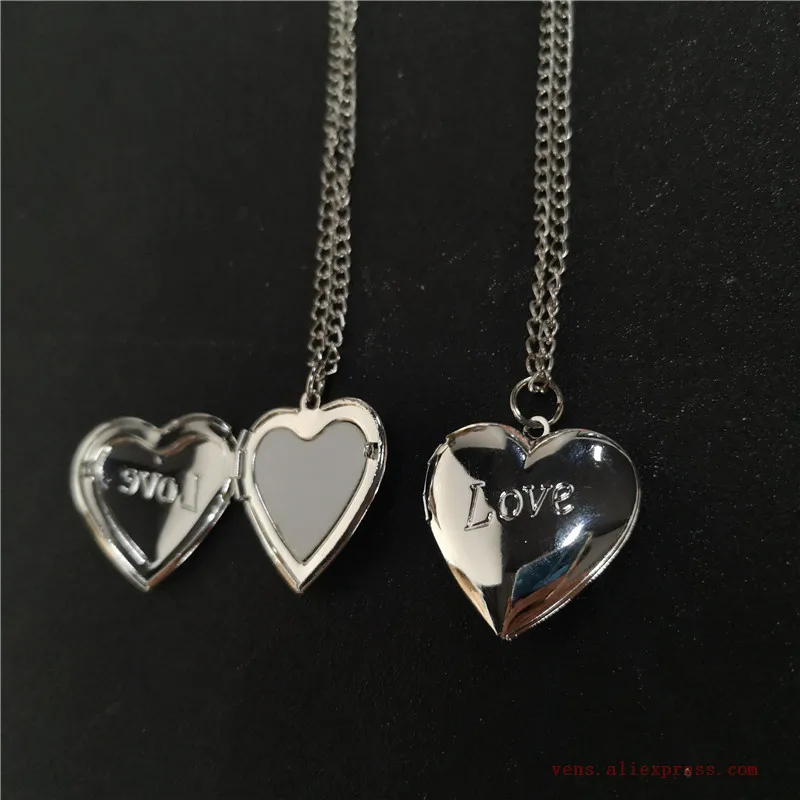 

sublimation blank new heart locket photo necklaces pendants fashion jewelry for Valentine's Day 20pcs/lot