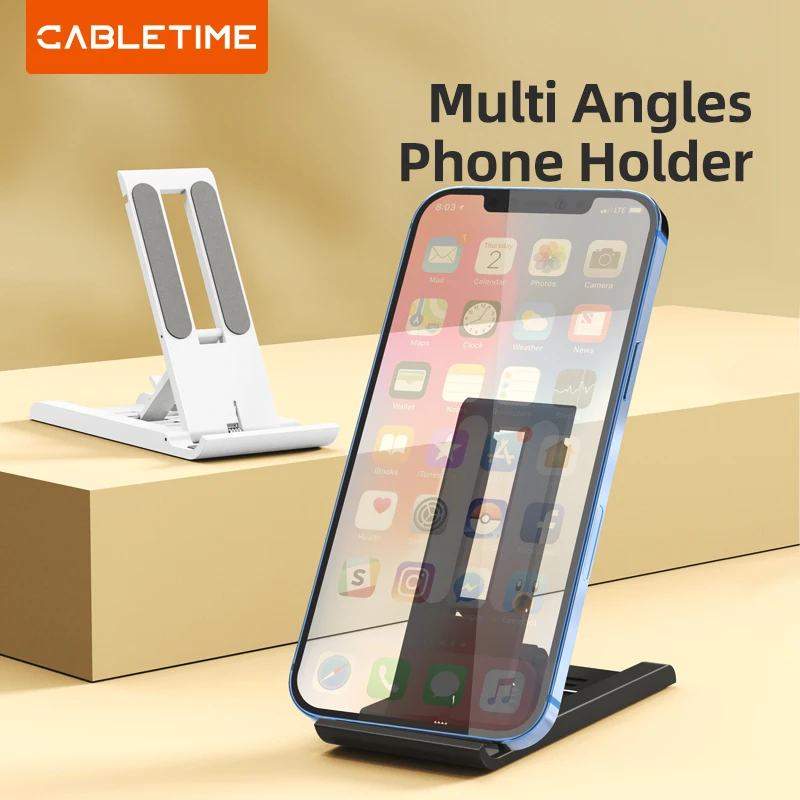 CABLETIME Phone Stand Foldable and Stable Non-slip 6 Levels ABS Compatible with Phone Tablet Holder Adjustable C427