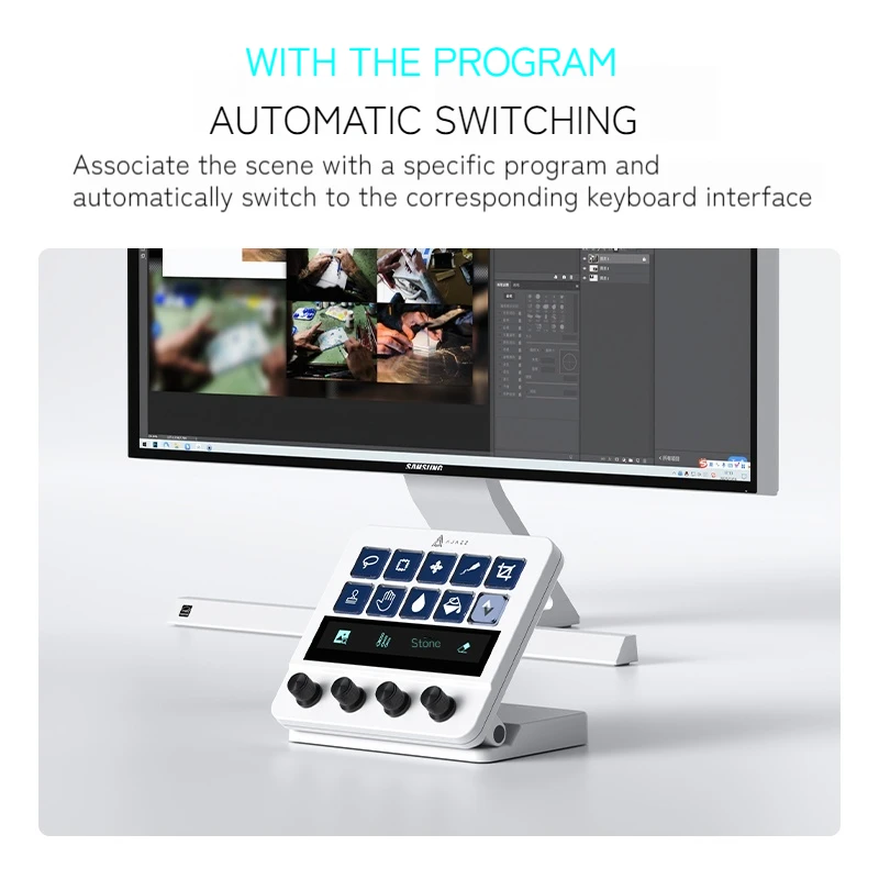 Ajazz Akp05 Desktop Helper Assistant Console Panel Live Broadcast Tone Tuning Programmable Shortcut Key Desktop Black Controller