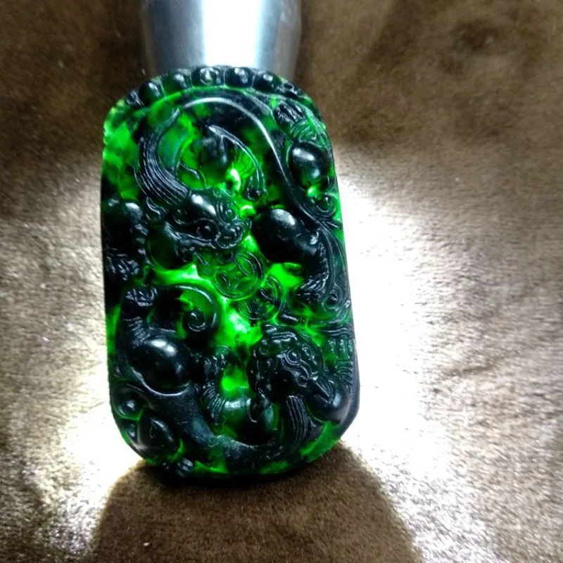 Jade Medicine King Stone Serpentine Jade Pi Xiu Pendant Hot Sale Double Pixiu Jade Pendant