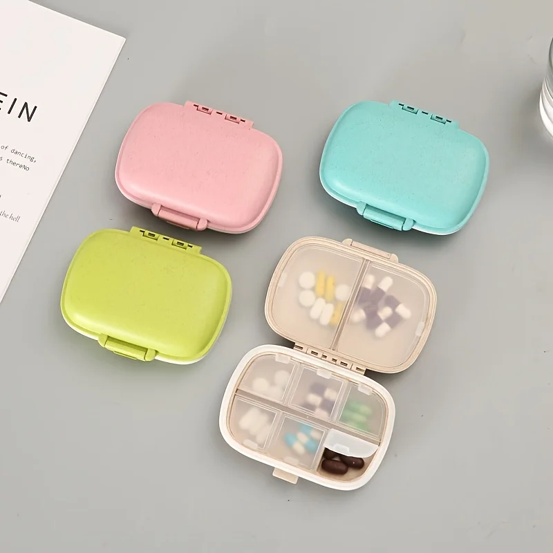Portable Eight-Grid Sub-Packing Large Capacity Pill Box Sealed Moisture-Proof Pill Storage Box Folding Two-Layer Waterproof Pill