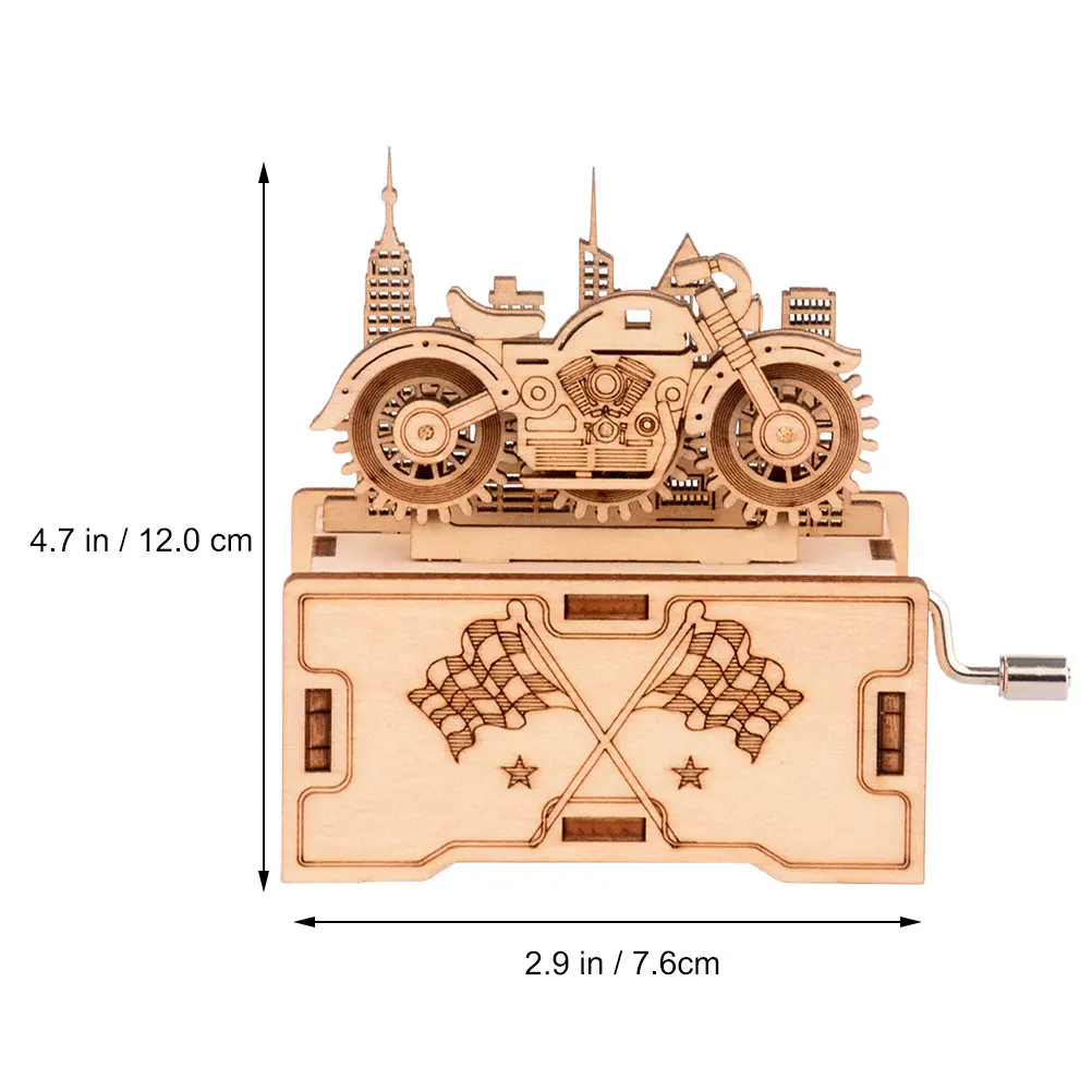 1Set Wooden Music Box Assembly Puzzle Smooth Surface DIY Hand Crank Educational Gift for Kids Early Learning Creativity