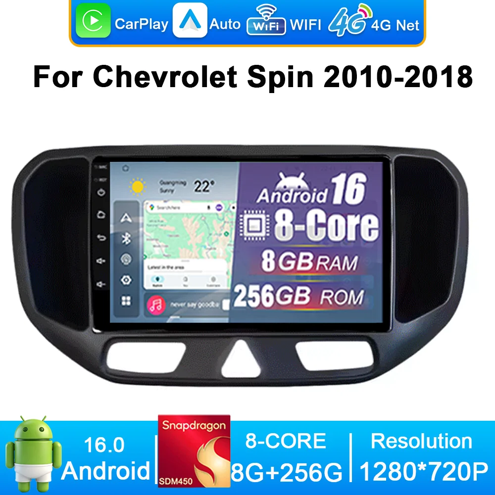 

For Chevrolet Spin 2010-2018 Qualcomm 8 Core Car Radio Video Audio Multimedia Player Split Screen GPS Navi DSP Stereo IPS Screen