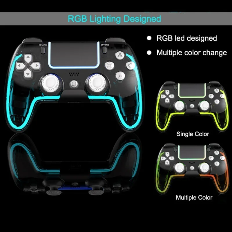 جديد مزدوج الاهتزاز الحركة RGB ضوء عصا التحكم ثلاثية الأبعاد غمبد وحدة تحكم ألعاب لاسلكية ل بلاي ستيشن 4 ل PS4 Dualshock4