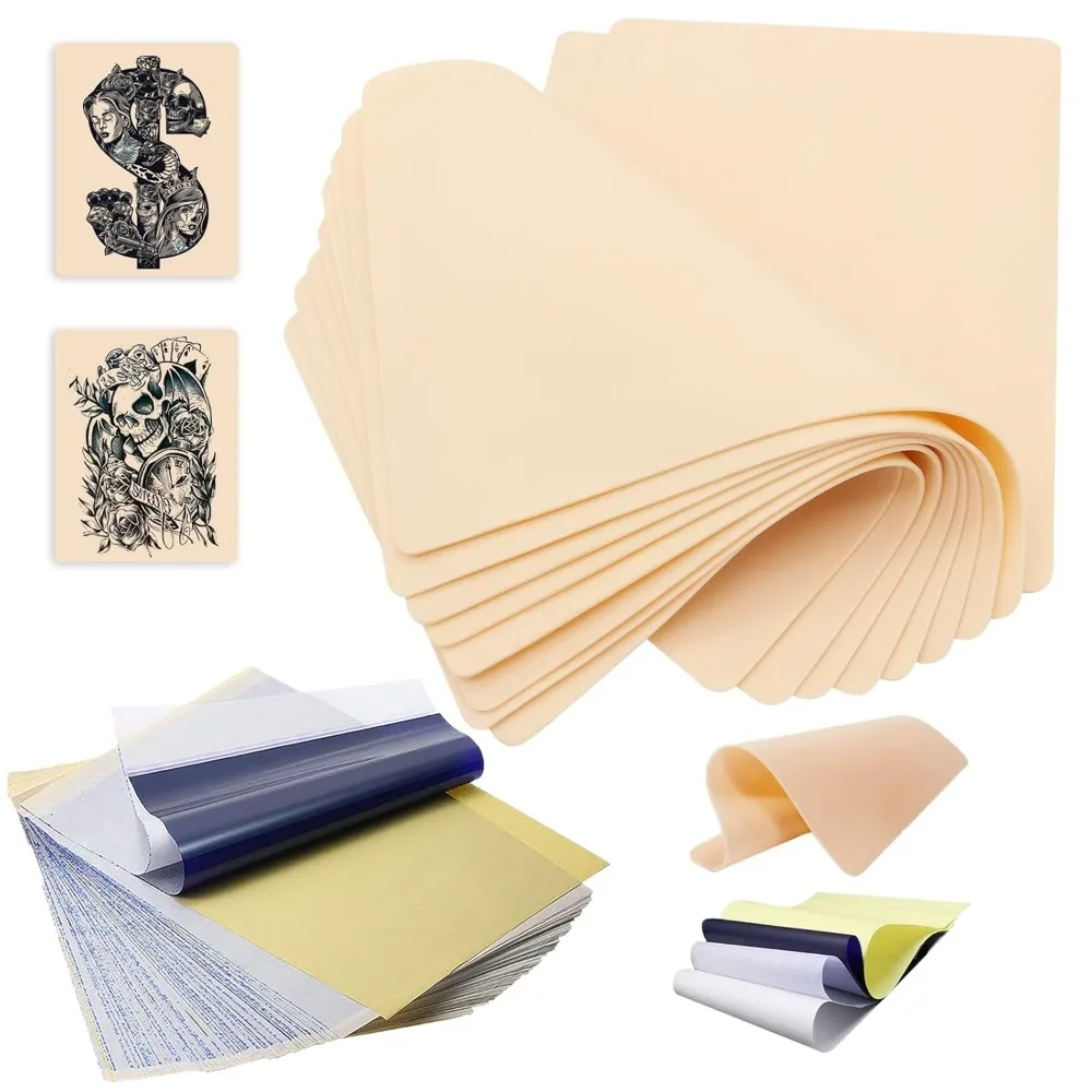 

Tattoo Practice Skin with Transfer Paper - Rego 35 Pieces Blank Tattoo Fake Skin & Tattoo Tracing Paper Kit