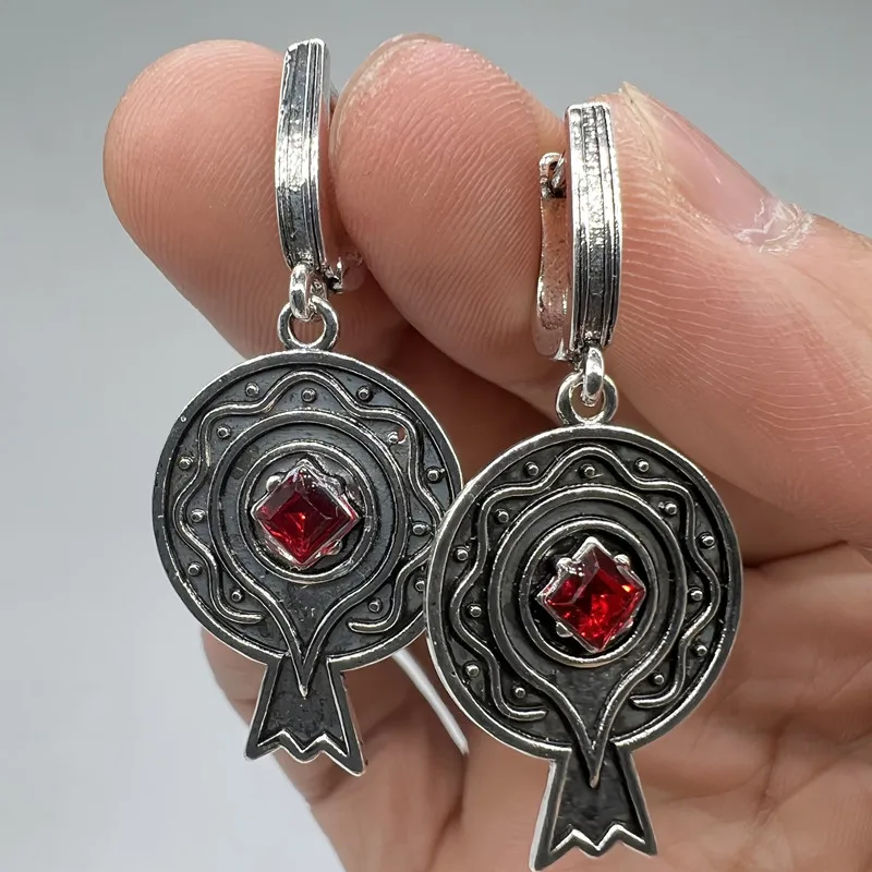 Vintage Metal Hand Engraved Pattern Earrings view 3