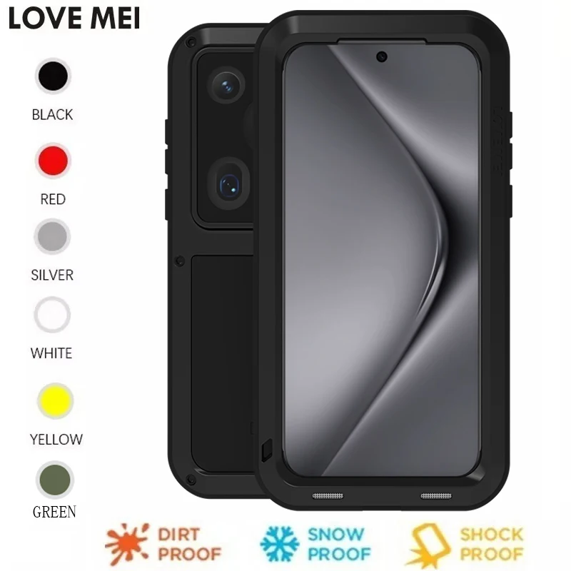 Love Mei Heavy Duty Metal Silicone Phone Case For Huawei Pura70 Pura 70 Pro Plus Ultra Case Full Body Sturdy Defender Hard Cover