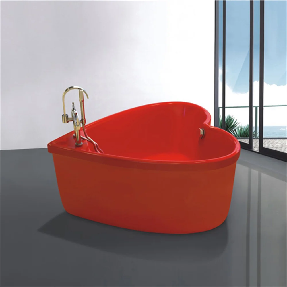 

Heart Shape Red Colour Acrylic Freestanding Lovely Bathtubs Design