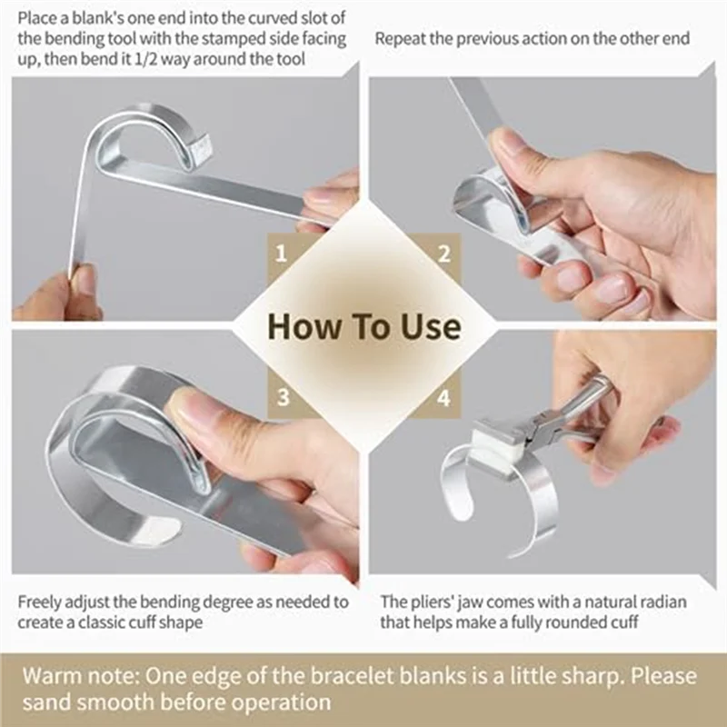 

Classy-1 Set Bending Tools Pliers Jewelry Metal Making Kit DIY Bracelet Metal Bending Kit Including 16 Aluminum Bracelet Blanks