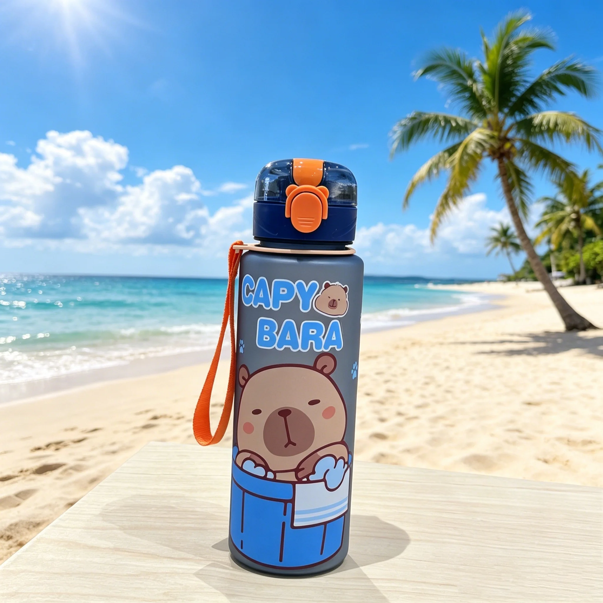 700ml Capybara Water Bottle Leakproof Plastic Straw Cup Portable Outdoor Travel Large Capacity Sports Drink Container - view 3