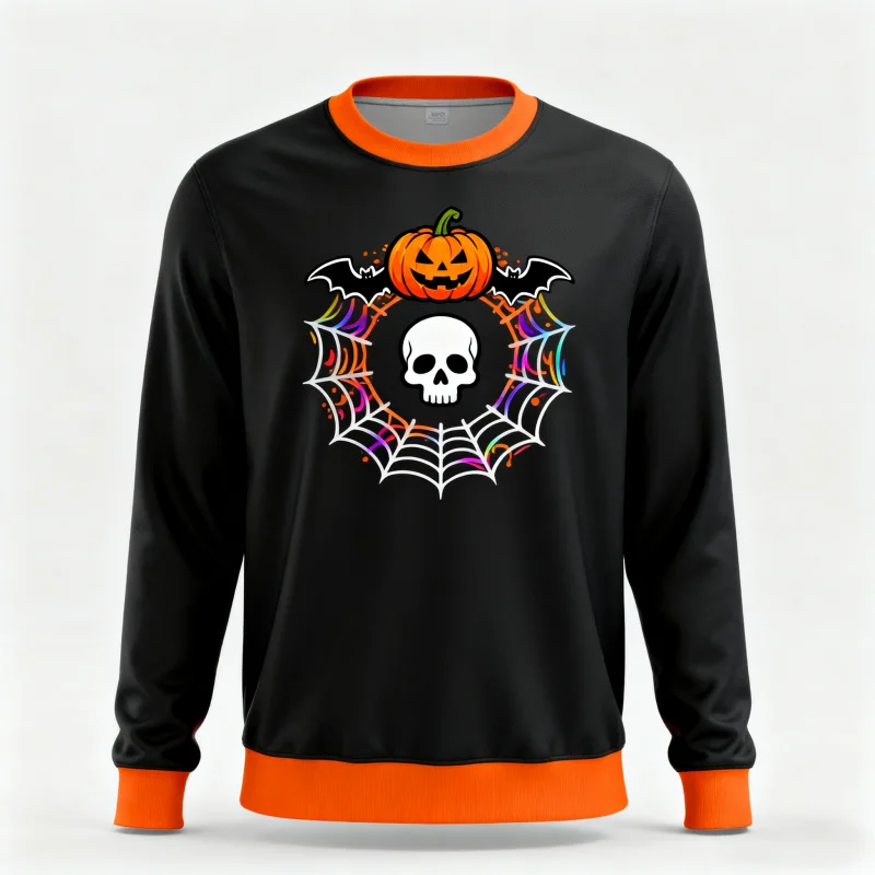 

3D Printed Motor Men And Women's Halloween Sweatshirts: Skull, Pumpkin & Bat Designs, Perfect for Halloween Celebrations