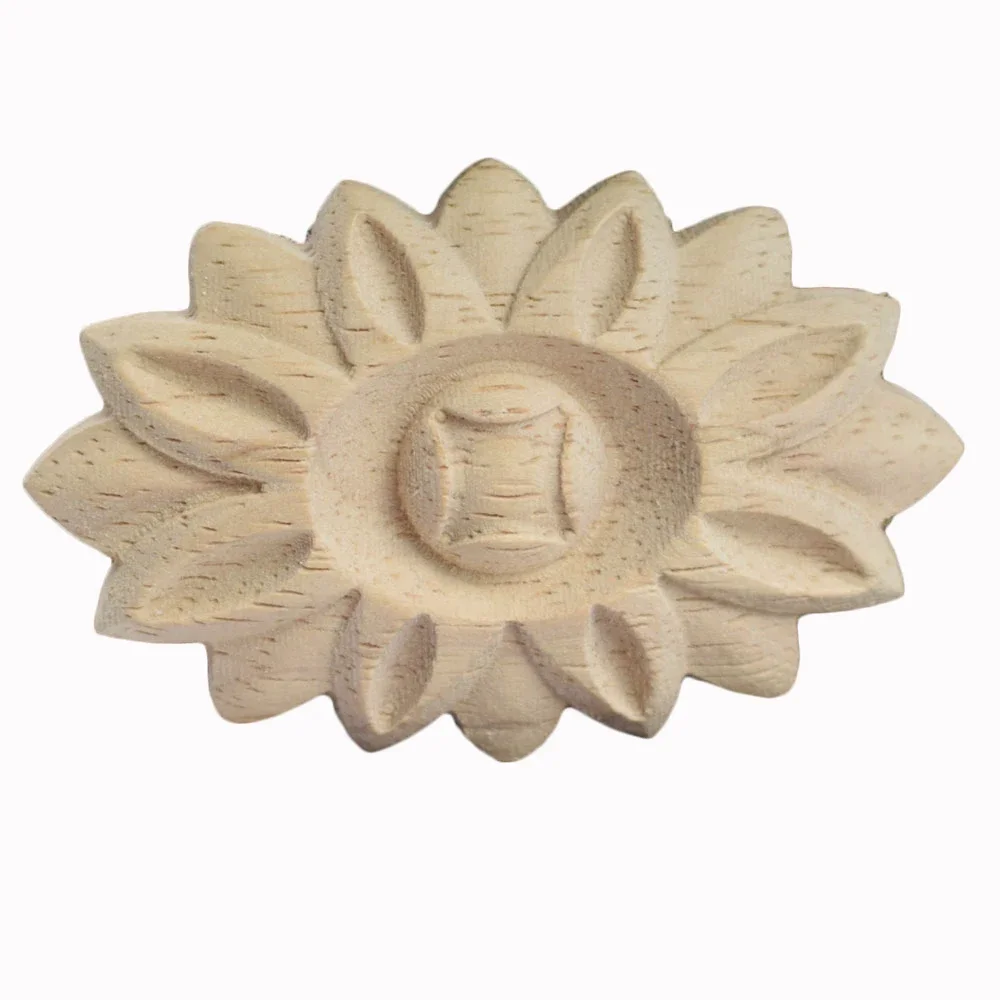 

8PCS Corner Appliques Woodcarving Rose Flower Unpainted Floral Carved Wooden Crafts Furniture Ornament DIY Home Decoration