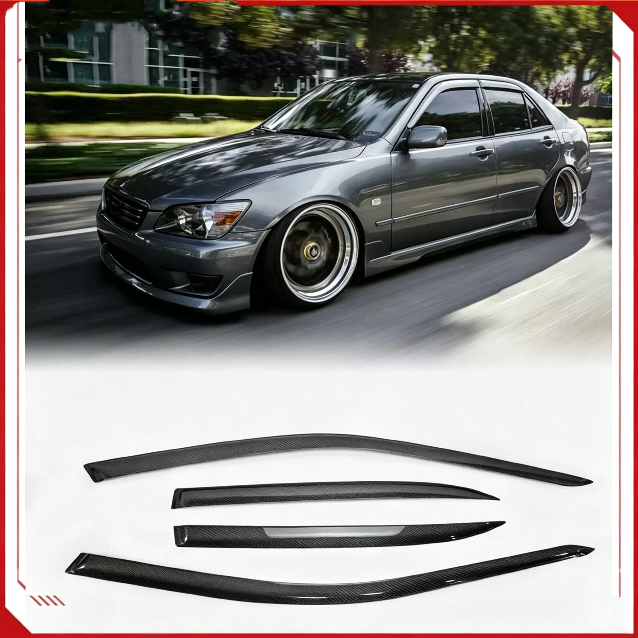 Carbon fiber Door Rain Visor Side Window Deflector Shade Sun Wind Shield for Lexus IS200 Altezza