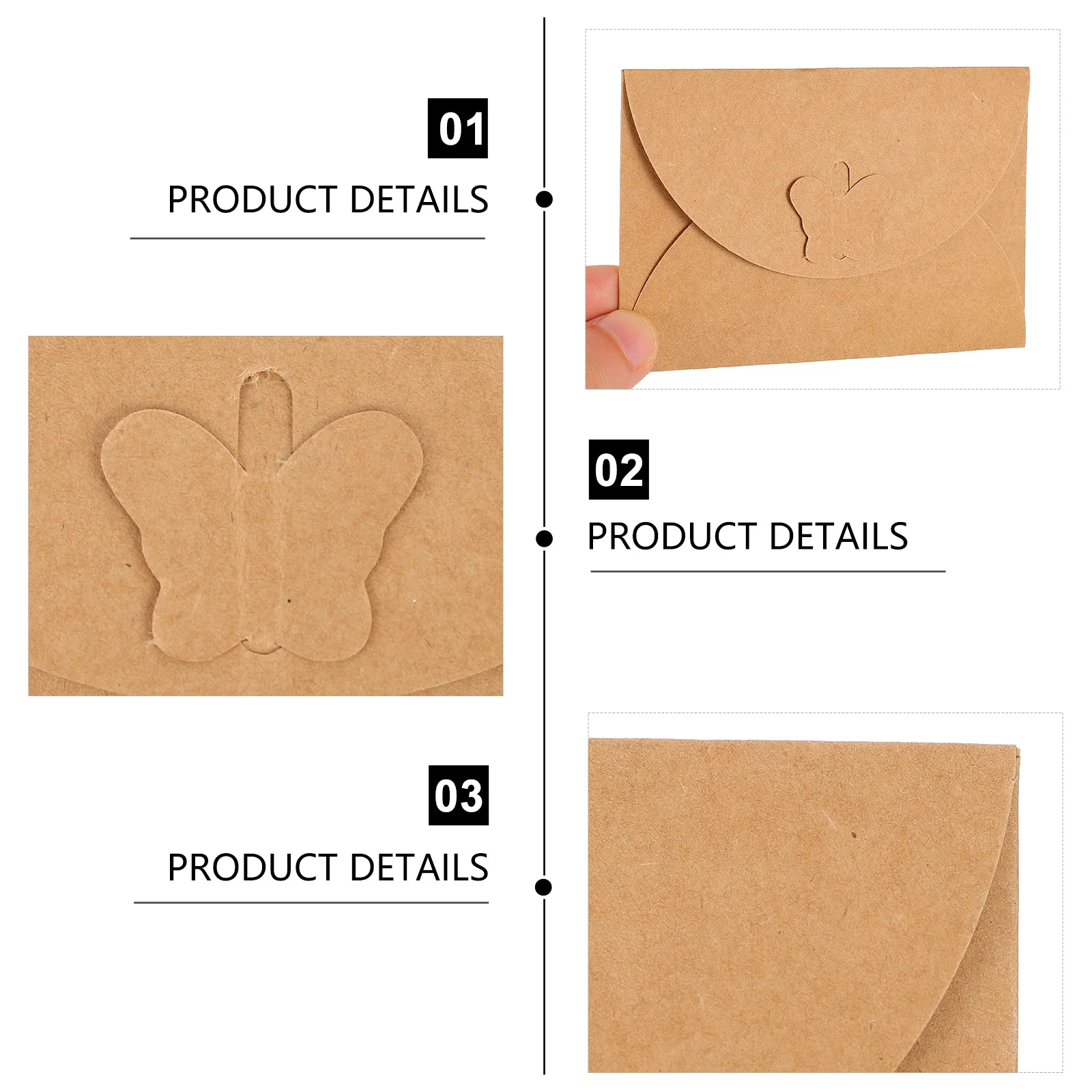 

50Pcs Retro Style Butterfly Lock Envelope Blank Kraft Stationery Paper for Looking Messages Gift Tags Menus