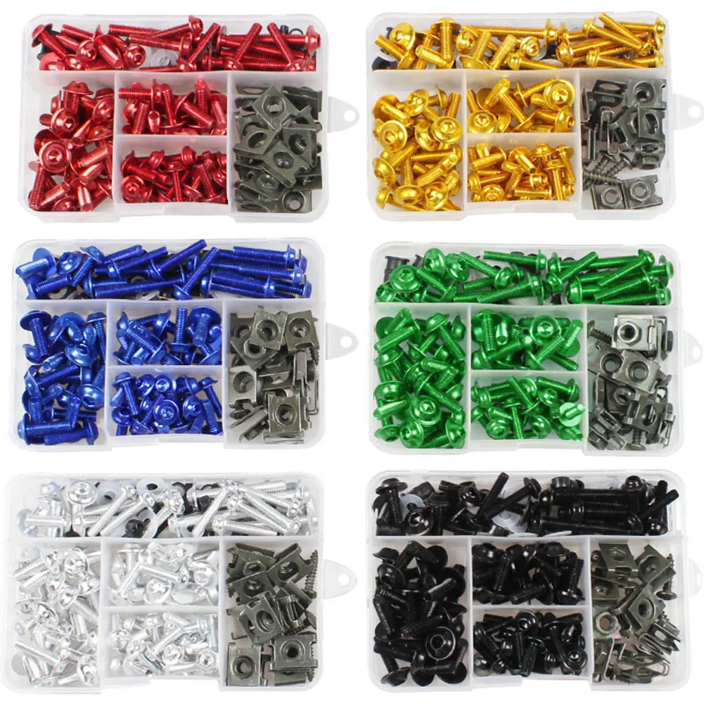 Parafusos para pára-brisas para motocicleta, fixadores coloridos, carenagem Bolt Kit, alumínio motocicleta peças modificadas, 177 pcs/caixa