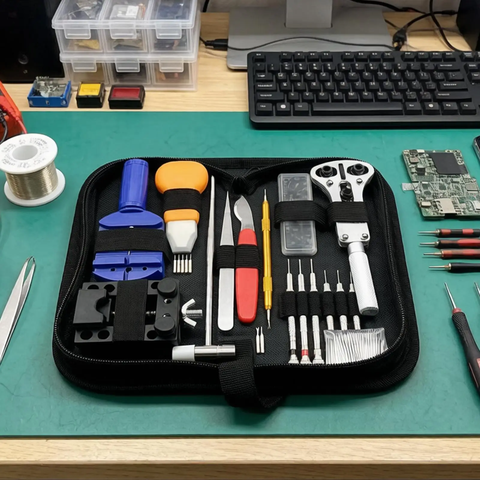 Watch Link Removal Kit Portable Case Opener Spring Bar Watch Tool Kit Link Remover for DIY Enthusiasts Professionals Watchmakers