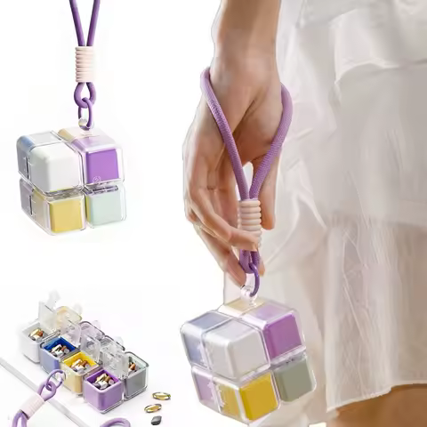 2026*8 Grid Pill Cases Multi Functional Folding Pill Cases Moisture Proof Portable Medicine Storage Box Cube Pill Box