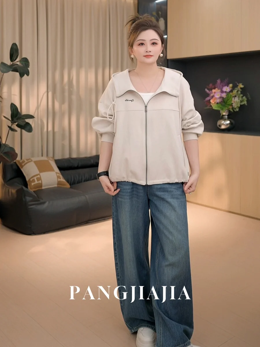 

Pamper Sister Large Size Soft Candy Hoodie Spring Faion Loose Anti-Aging Coat Casual ort Sle Pure Color Ladies Sweatirt
