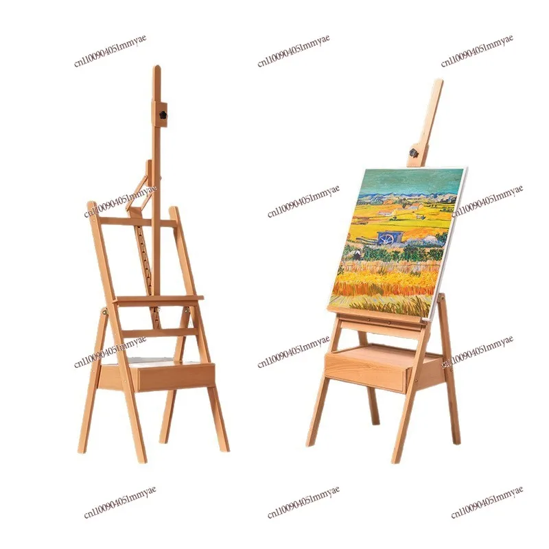 

Art Special Beech Drawer Easel Foldable Storage Sketch Display Stand Adjustable Desktop Art Storage Display Rack
